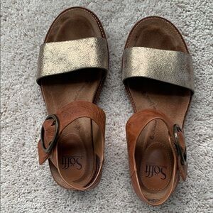 Sofft Metallic Gold and Brown Sandals